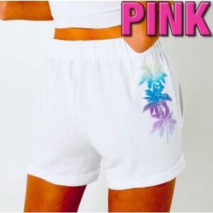 VS Victoria's Secret PINK‎ White Shine Heritage Sweat Shorts Women's Size